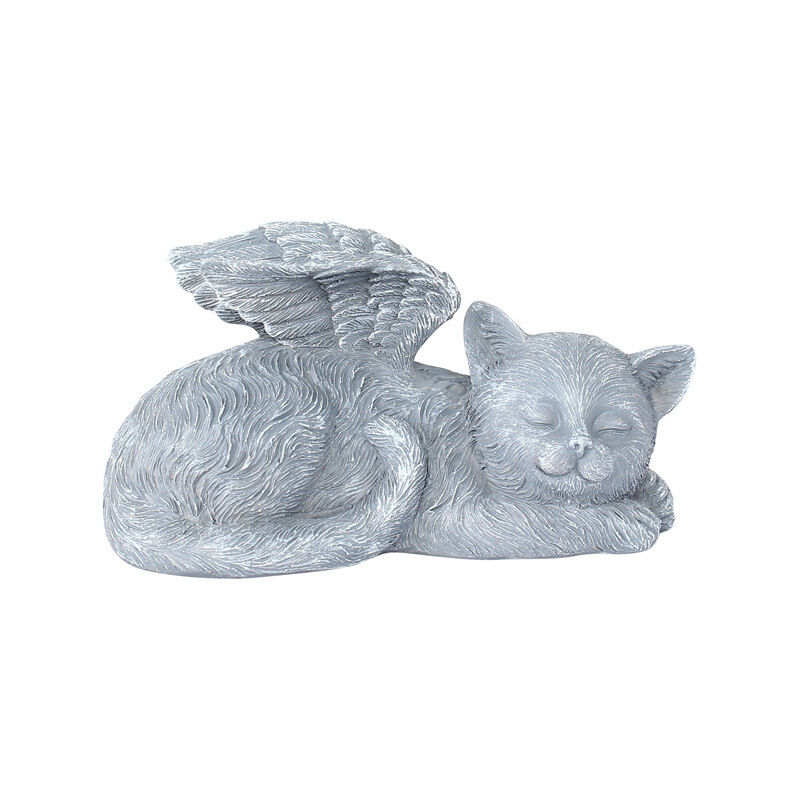 La statue commémorative d'ange de chat, mémorial d'angle de chat placé dans des décorations d'ange d'intérieur, figurines de chien de pierre tombale