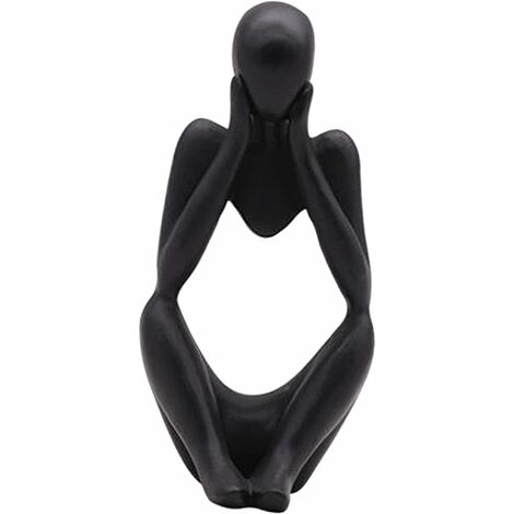 La Statue du penseur, Résine Penseur Sculpture Abstraite Statue Caractère Moderne Figurines Accueil Décor Bureau de Bureau Ornement d'anniversaire Cadeaux Noir