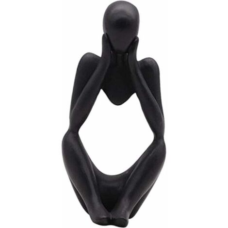 La Statue du penseur, Résine Penseur Sculpture Abstraite Statue Caractère Moderne Figurines Accueil Décor Bureau de Bureau Ornement d'anniversaire Cadeaux Noir