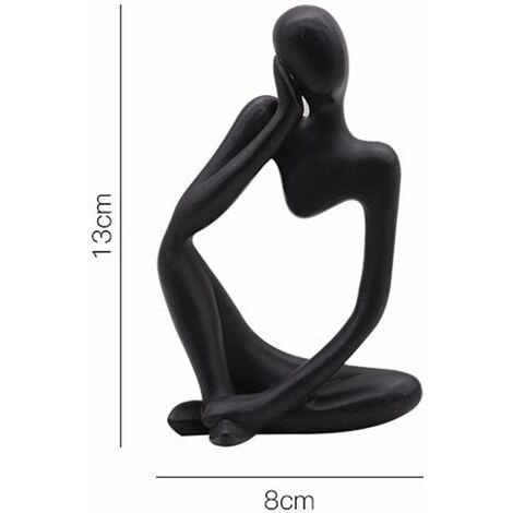 La Statue du penseur, Résine Penseur Sculpture Abstraite Statue Caractère Moderne Figurines Accueil Décor Bureau de Bureau Ornement d'anniversaire Cadeaux Noir Gauche