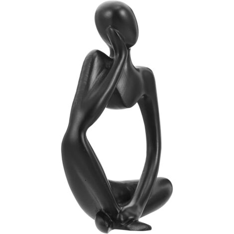 La Statue du penseur, Résine Penseur Sculpture Abstraite Statue Caractère Moderne Figurines Accueil Décor Bureau de Bureau Ornement d'anniversaire Cadeaux Noir Gauche