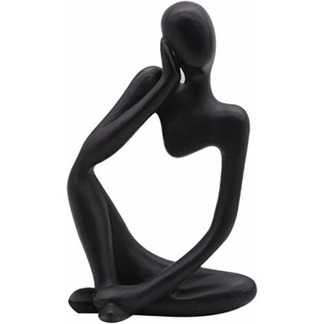 La Statue du penseur, Résine Penseur Sculpture Abstraite Statue Caractère Moderne Figurines Accueil Décor Bureau de Bureau Ornement d'anniversaire Cadeaux Noir Gauche