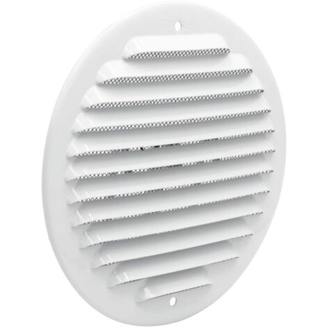 La Ventilazione GABT125R Griglia Tonda in Metallo da sovrapporre con Rete antinsetto, Alluminio Bianco, ø 150 mm