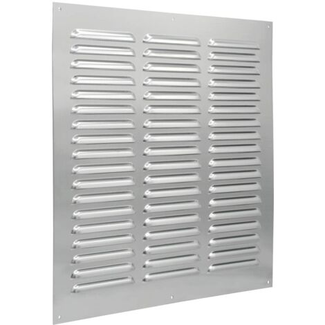 La Ventilazione GAL3030R Griglia di ventilazione rettangolare in metallo da sovrapporre con rete antisetto. Dimensioni 300x300 mm. Colore alluminio