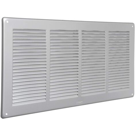 La Ventilazione GAL4424R Griglia di Ventilazione Rettangolare in Alluminio verniciato Argento da Sovrapporre con rete antinsetti, dimensioni 440x240 mm