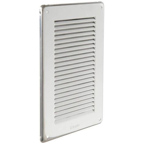La Ventilazione GIN1424R Griglia di Ventilazione Inox430 Rettangolare da Sovrapporre con rete antinsetti, dimensioni 140x240 mm