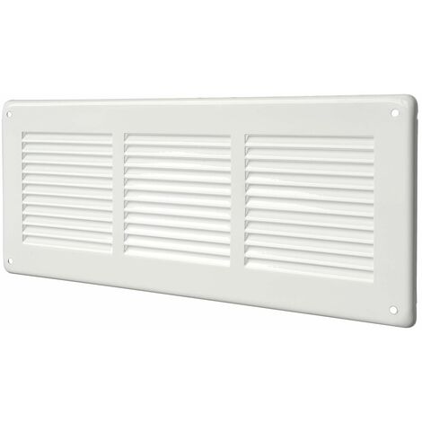 La Ventilazione GL30B Griglia di Ventilazione Rettangolare in lamiera verniciata bianca da Sovrapporre, dimensioni 340x140 mm
