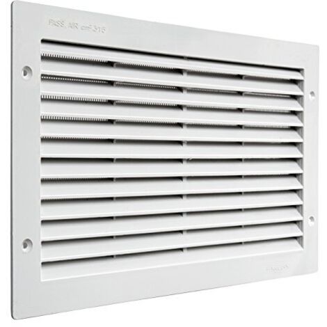 La Ventilazione PAR3823B Griglia di Ventilazione in Plastica Rettangolare 380x230 mm da Incasso, Bianco