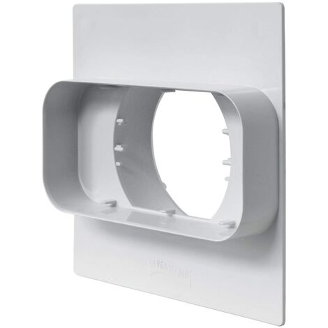La Ventilazione PM157100B Placca per Passaggi a Muro da Tubo Rettangolare a Tondo, 150x70 mm - 100 mm. Colore bianco