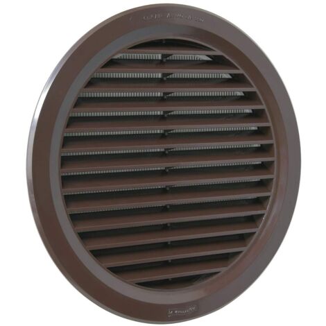 La Ventilazione T20RM Griglia Tonda in Plastica marrone, da Incasso, con rete antinsetti. Diametro 238 mm, fori ø 200 mm