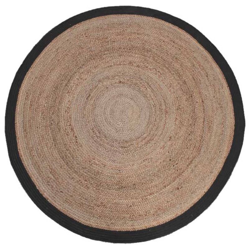 Carpet Jute Round 150 cm Black - Black - Label51