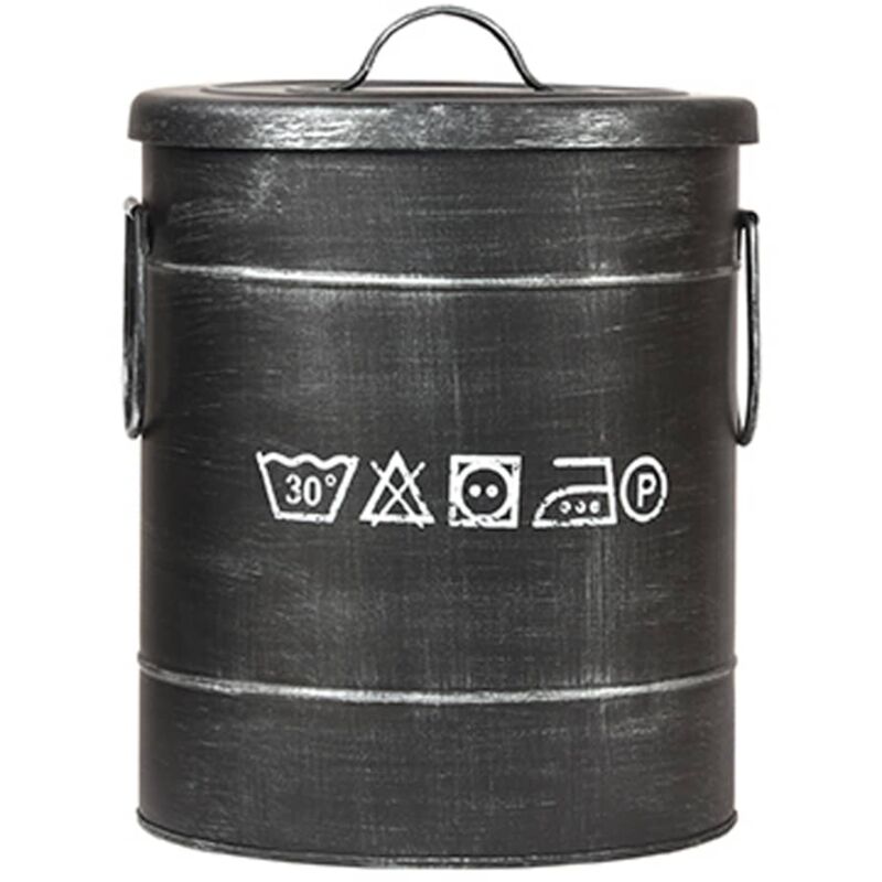 

LABEL51 Cesto de la ropa sucia negro envejecido S 26x26x33 cm - Negro