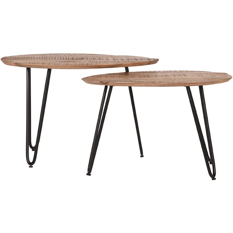 Label51 - Ensemble de 2 tables basses Frisk Bois/Noir