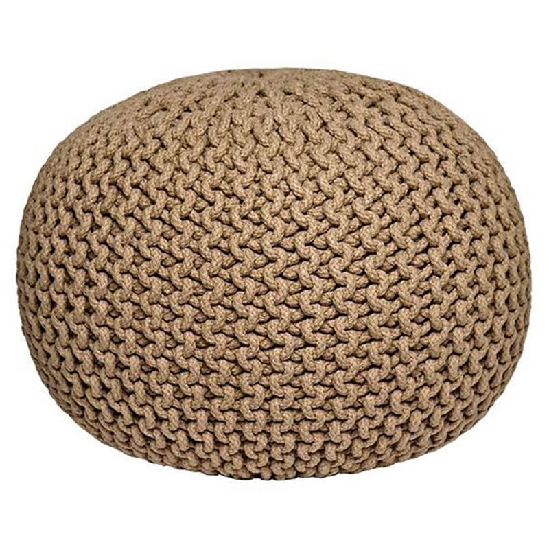 Pouf tricoté Coton m Beige Label51 Beige