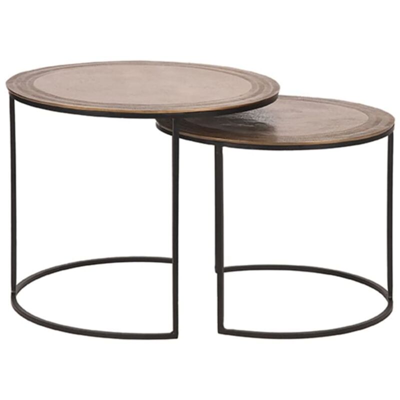 

Set de mesas de centro 2 piezas Circle negro/dorado envejecido - Oro - Label51
