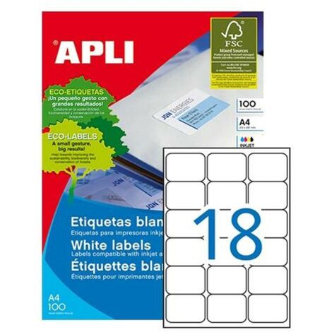 Labels Round corners 63.5 x 46.6mm etiqueta autoadhesiva Blanco 1800 pieza(s)