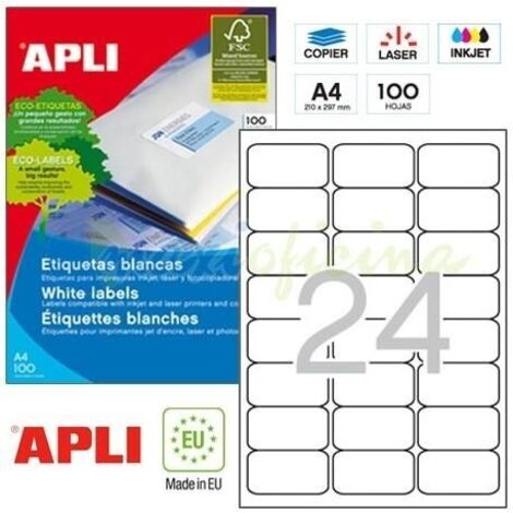 Labels Round corners 64 x 33.9mm etiqueta autoadhesiva Blanco 2400 pieza(s)