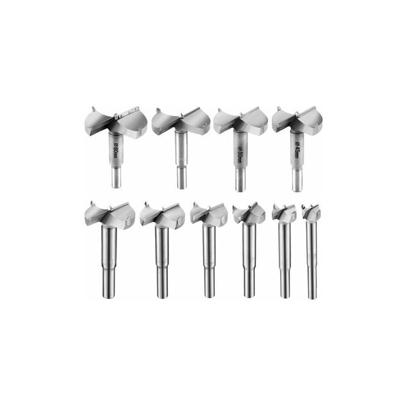 Lablanc - 10 Pcs Meche Bois 15-60mm Fraise Bois Carbure Foret Bois Meche a Faconner Meche a Fraiser Bois Fraise Perceuse Bois 15mm 20mm 25mm 30mm