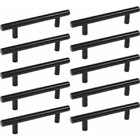 LaBlanc-10 PCS T-Bar Bâton Cuisine Porte Poignées Tire(250MM)-Acier Inoxydable Poignee de Meuble Espacement des Trous 160 mm-pour d'armoire Cuisine-le noir
