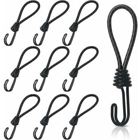 LaBlanc – 10 Stück Gummispanner mit Spiralhaken, kurze elastische Spannhaken, Planenspanner mit Doppelhaken