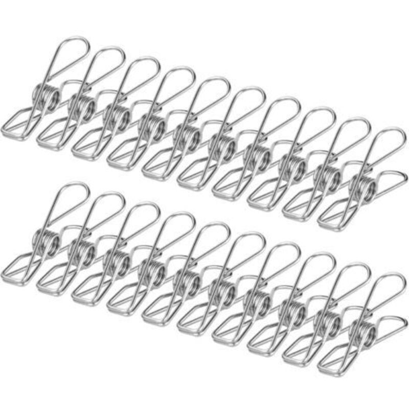 100pcs Pinces à Linge en Acier Inoxydable,Pince à Linge Metal Multi-usages pour Linge en Plein Air et Les Le Jardin,Balcon,Solide et Coupe-Vent