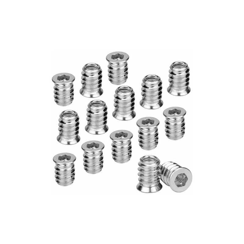 Lablanc - 100PCS Wood Threaded Insert Hex Nut M6 x 15mm Zinc Alloy Screw Insert Threaded Socket Head Cap Screw Wood Insert M6 for Furniture Chairs