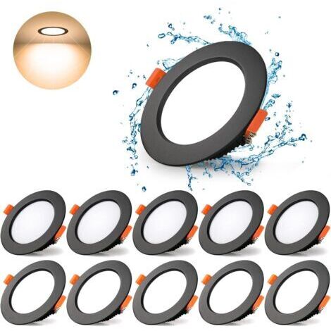 LaBlanc – 10er-Pack ultradünne LED-Einbaustrahler, Schwarz, 7 W, Warmweiß 3000 K, Ausschnitt 70–80 mm, geeignet für Badezimmer, Küche, Wohnzimmer, Flur