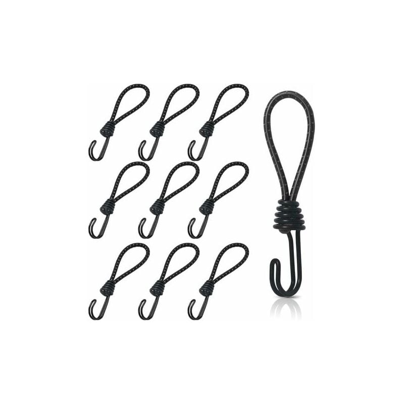 10pcs Rubber Tensioner with Spiral Hooks, Short Bungee Cord Hooks, Tarp Tensioners with Double Hooks - Lablanc