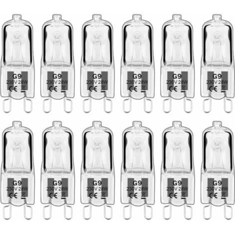Lablanc - 12 lámparas halógenas G9, bombillas G9 de 230 v, 28 w, 480 lm, luz blanca cálida de 2800 k, regulables, sin parpadeo [Clase energética g]