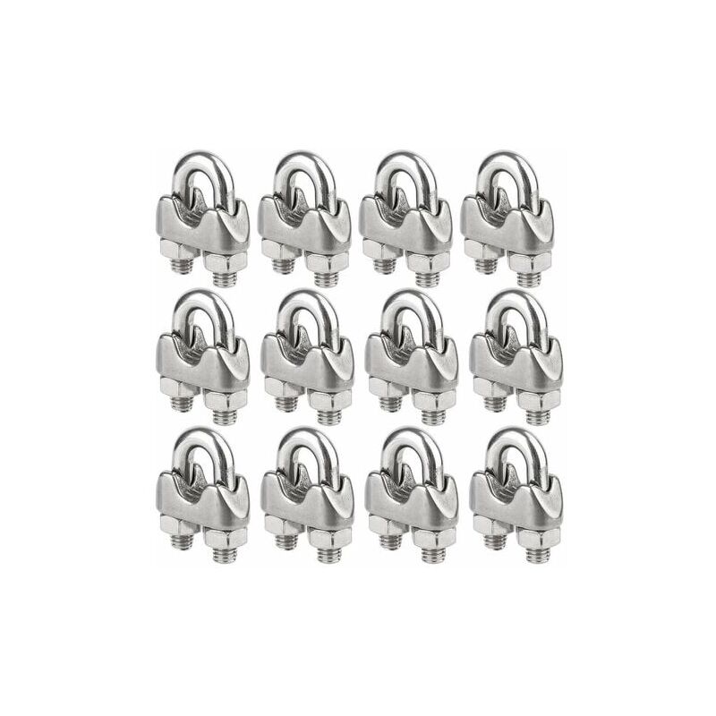 Image of 12 Stück Kabelklemmen aus Edelstahl für Drahtseile mit 4 mm Durchmesser (M4) - Lablanc