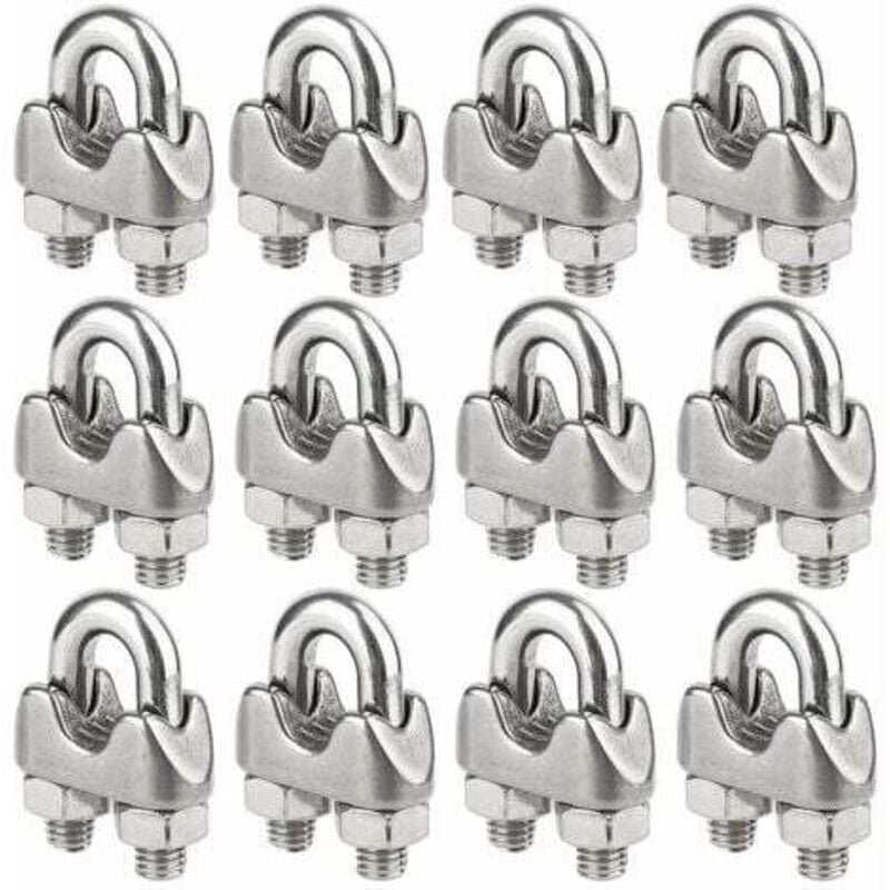 Image of 12 Stück Kabelklemmen aus Edelstahl für Drahtseile mit 4 mm Durchmesser (M4) - Lablanc