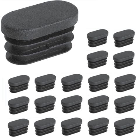 LaBlanc - 120 tapones de plástico de 15 x 30 mm para patas de muebles, ovalados, para patas de silla, de plástico, para tubos ovalados, color negro