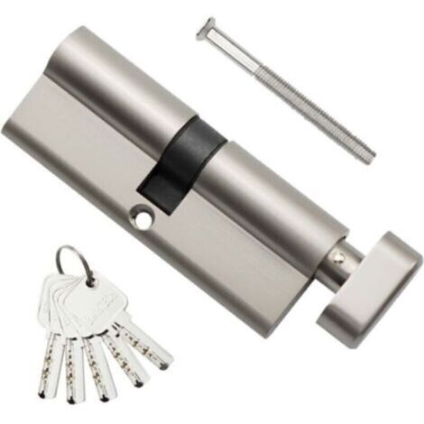 LaBlanc - 1pc 40T/40mm Cylindre en laiton de style européen, 80mm Thumb Turn/Key Barrel Lock avec 3 clés en laiton horizontales, Pick Resistant, Drill Resistant, Shock Resistant,Satin Nickel