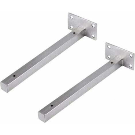 LaBlanc - 2 soportes flotantes para estantes de 25 cm, soportes industriales para estantes de pared, fijación invisible, soportes vintage, soportes de pared DIY, soportes metálicos plateados con torni