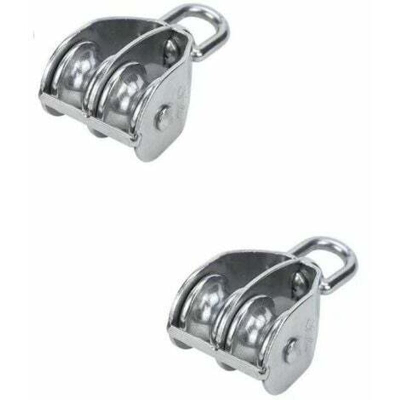 Image of 2 Stück Doppelrollenblock M20 Feste Rolle Edelstahl Doppelrad-Heberolle für Kabel - Lablanc