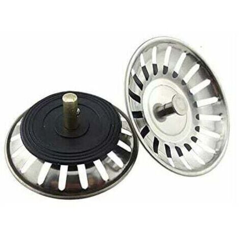 LaBlanc - 2 tappi di scarico universali a cestello da 8 cm, filtro per lavello da cucina in acciaio inox, tappo per lavello a doppio strato, griglia di scolo per cucina e bagno