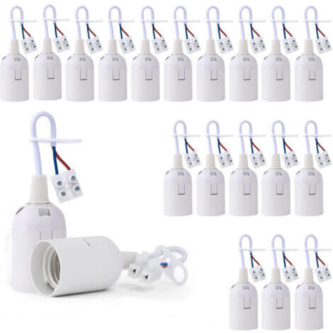 LaBlanc - 20 Pièces Douille de Lampe E27 Support Ampoule avec Testeur de Phase, Base de Lumière Douille de Suspension Douille de Chantier Rénovation Douille de Rechange Douille de Bâtiment avec Câ