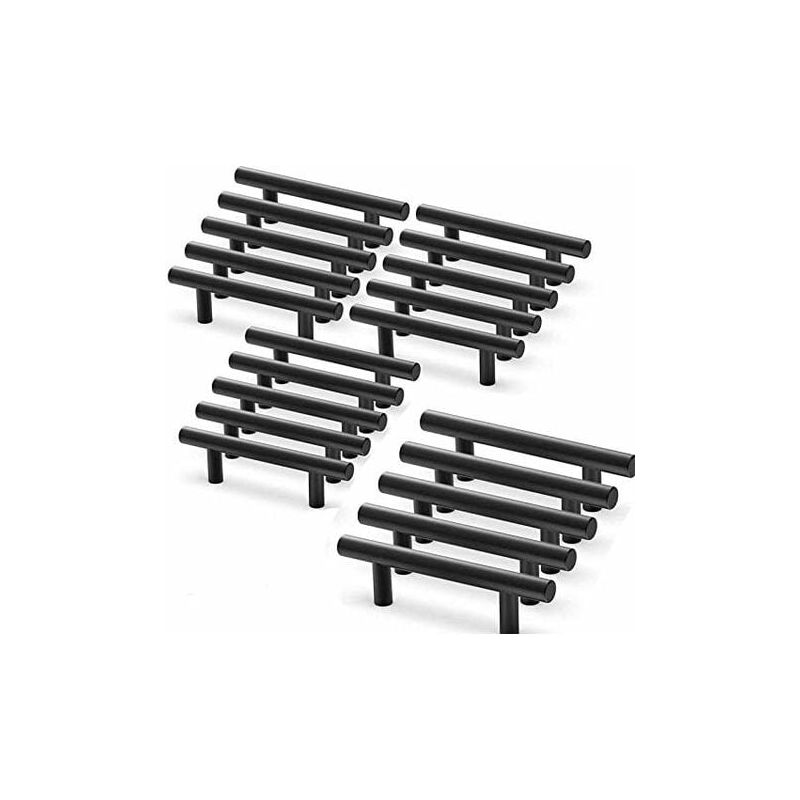 20pcs Poignee Meuble noir Poignée de Meuble Cuisine noir t Poignées Placard Tiroir Noir Entraxe 64mm - Lablanc