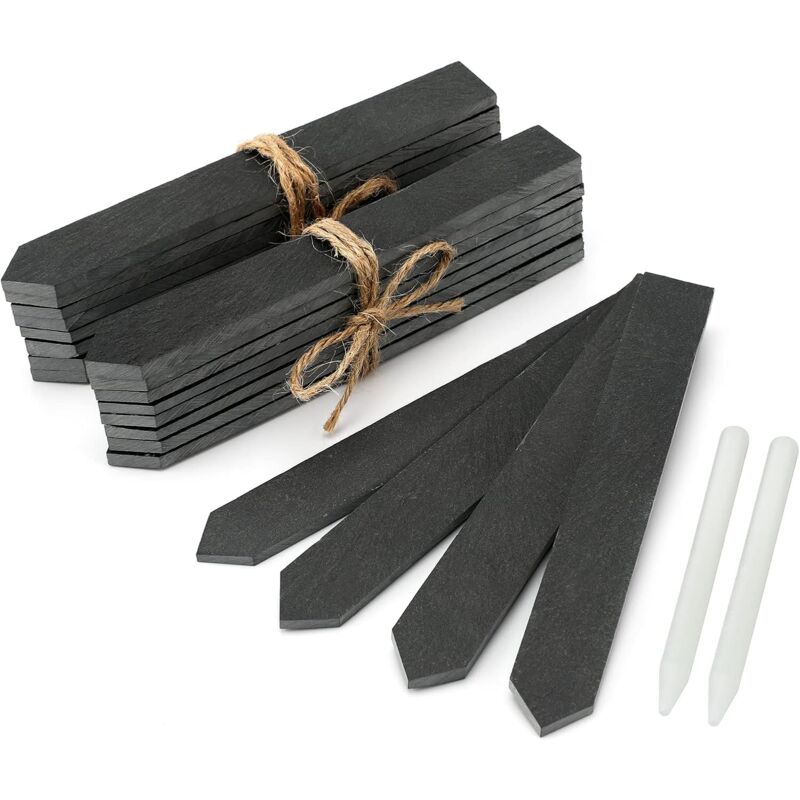 Lablanc - 20pz 15X2CM Étiquettes Plantes en Ardoise pour Plantes, Étiquettes Jardin Exterieur Avec Stylo, Étiquette Potager, Étiquette pour Semis