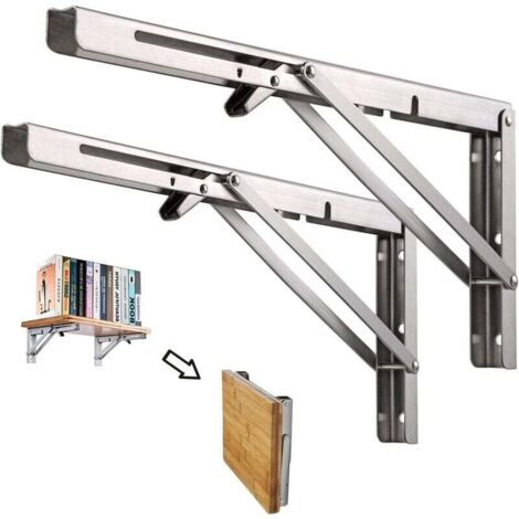 LaBlanc – 250 mm klappbares Wandregal, 2-teilige klappbare Konsolenhalterung aus Edelstahl, Stützrahmen für Garagenregale, robuste Küchenhalterung, Schlafzimmer