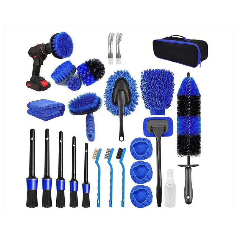 26Pcs Lot de Brosse Nettoyage Voiture,Pinceau Detailing Auto,kit de détail de voiture,Kit de Brosse Nettoyage Voiture Interieur Exterieur,Brosse