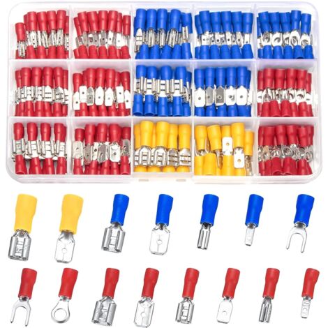 LaBlanc - 280 Stück elektrische Crimp-Kabelschuhe, elektrische Stecker und Buchsen, für Auto, Flachkabelschuhe, Gabelkabelschuhe, Ringkabelschuhe