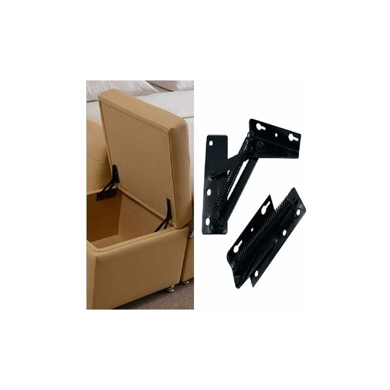 LaBlanc - 2pcs 80 Degree Folding Lift Support, Black Spring Hinge Widely Used in Sofa Hinge Lift, Furniture Storage Bracket Hinge