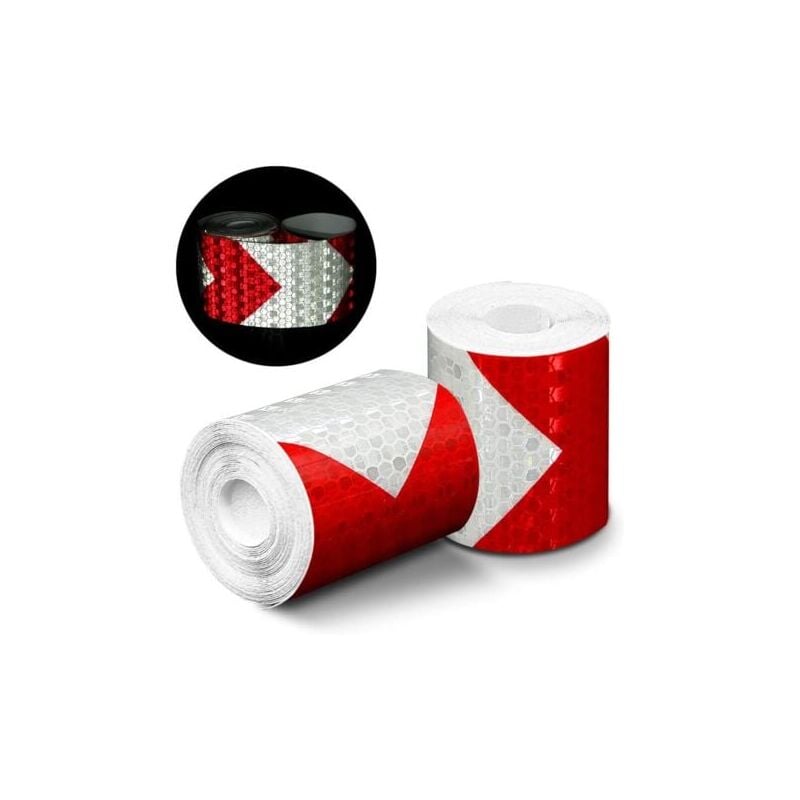 LaBlanc - 2pcs Reflective Tape Arrow Shape,3mx50mm Prismatic Waterproof Safety Warning Tape Roll,Safety Adhesive Tape