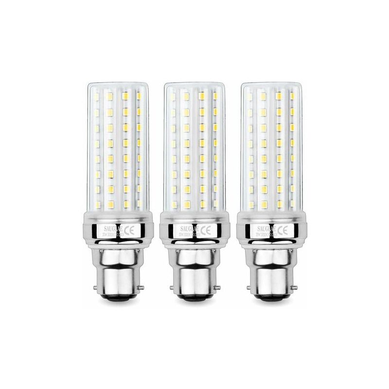 3 Pack 20W led Corn Bulbs, 150W Incandescent Bulb Equivalent, 2300LM, 3000K Warm White, B22 Bayonet Cap Bulbs - Lablanc