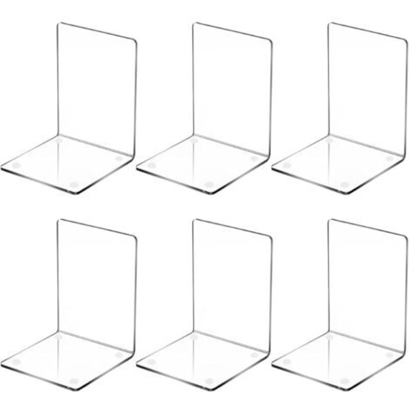 3 Paires Serre Livre, Acrylique Cale Livre Rangement Livre Bloc Livre pour Étagère Presse Livre avec 6 Tapis antidérapant pour la Maison, Bureau,