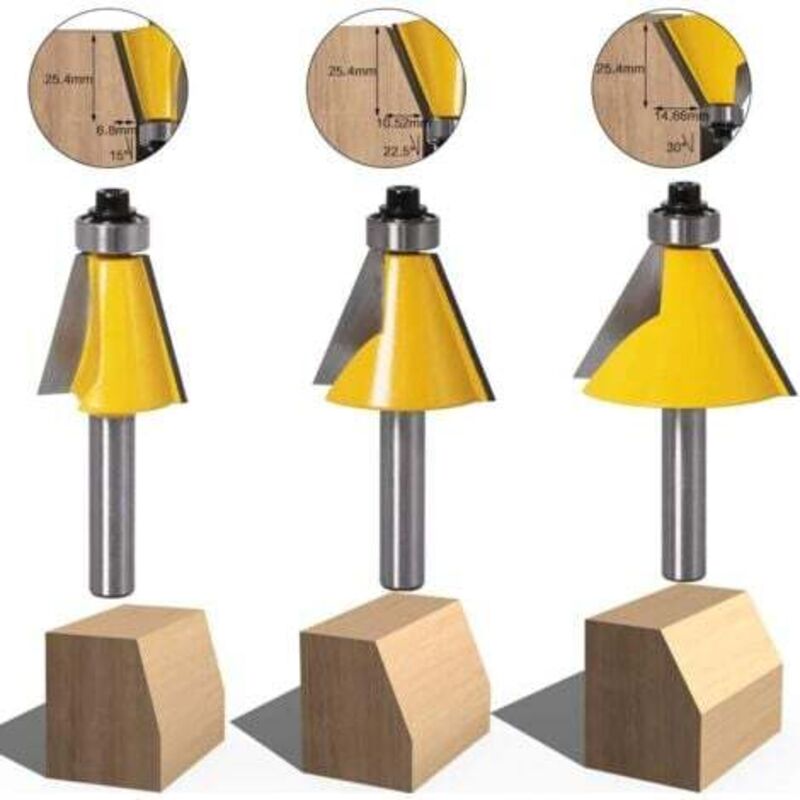 Image of Lablanc - 3 Stück 8 mm dickes Holz und Holzkohle-Werkzeug (15 Grad + 22,5 Grad + 30 Grad)