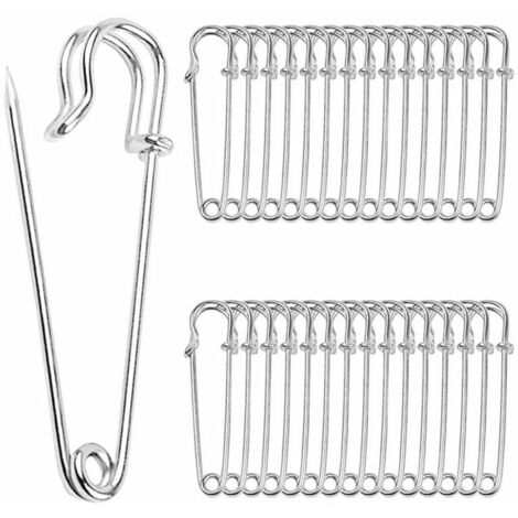 LaBlanc - 30 Pack 3" Large Safety Pins Heavy Duty Metal, For Blankets, Crafts, Skirts, Kilts, Silver