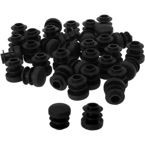 LaBlanc - 35pcs Bouchon Pied de Chasie Embout Capuchon Jambe Tube Insert Table Meuble Protection Plastique Round 14mm dia externe 11-13mm diamtre intrieur,Noir