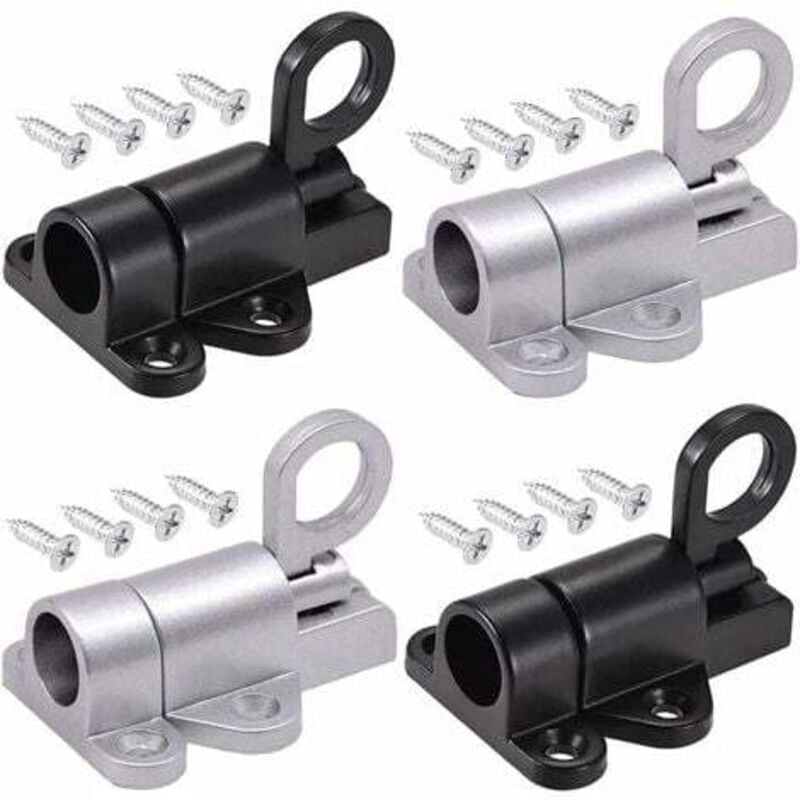 LaBlanc - 4 cerraduras automáticas para puertas, pestillo de seguridad, cierre de resorte, con 16 tornillos, para ventanas, puertas de madera y